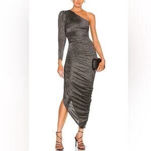LPA Revolve Roksana Dress in Black Metallic Shimmer size Small